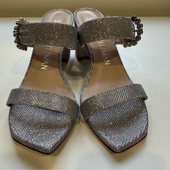 Stuart Weitzman Piper 75mm Crystal/Pearl-Embellished Block-Heel Sandals - Picture 9 of 16